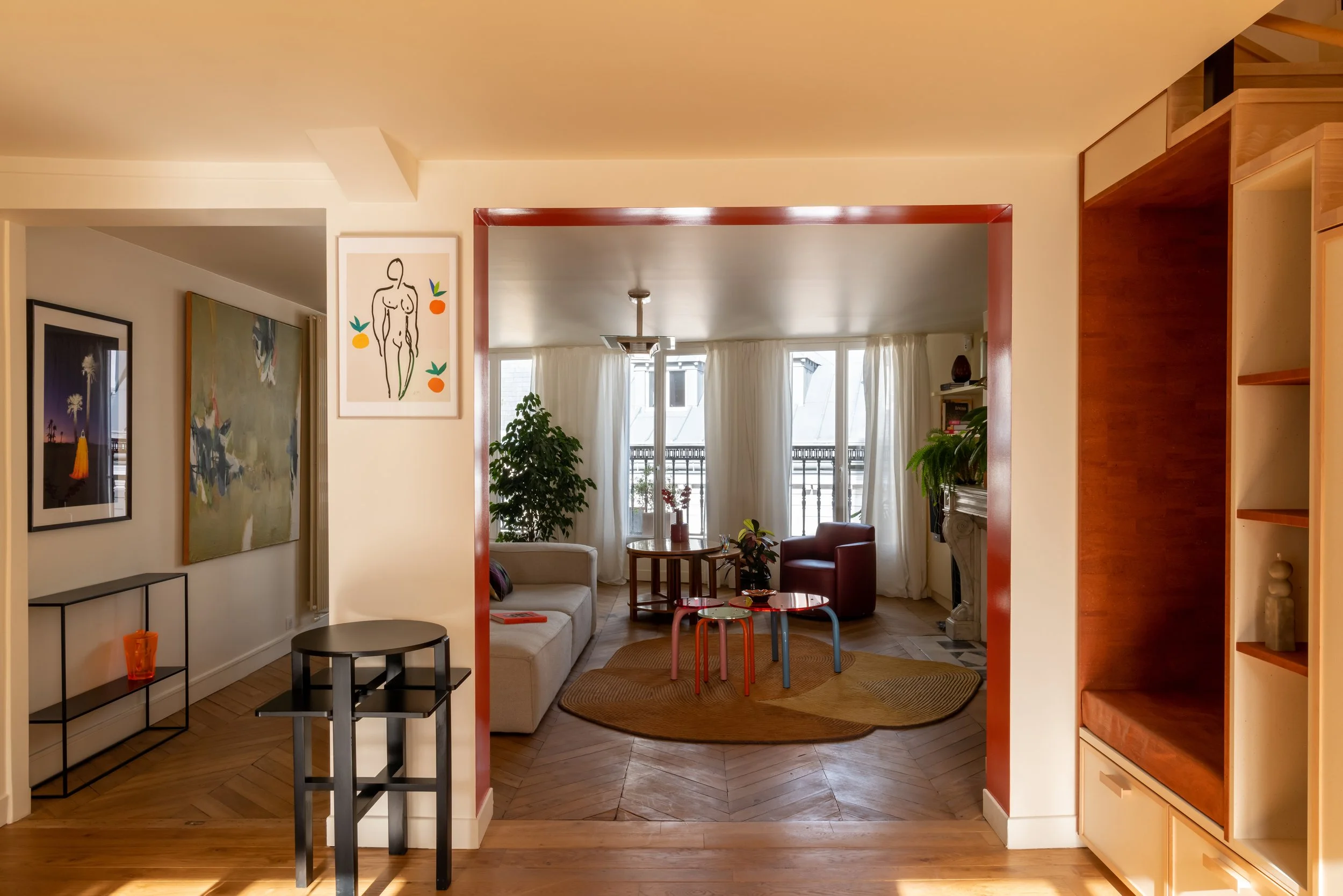 Panorama salon — rénovation duplex 160 m² Bonne Nouvelle Paris, architecte d'intérieur Studio Emsé